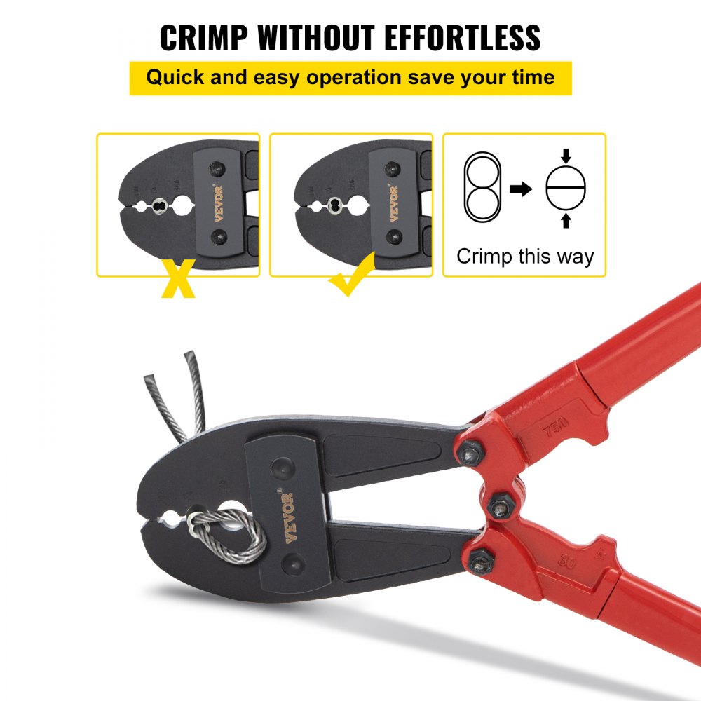 VEVOR 30 Inch Hand Swager Crimper 3 Cavity 5/32 1/4 5/16inch Swaging Tool for Copper Aluminum Oval Sleeves and Stop Sleeves Wire Rope Crimping Tool Propress Swage Tool Long Handle Labor Save 