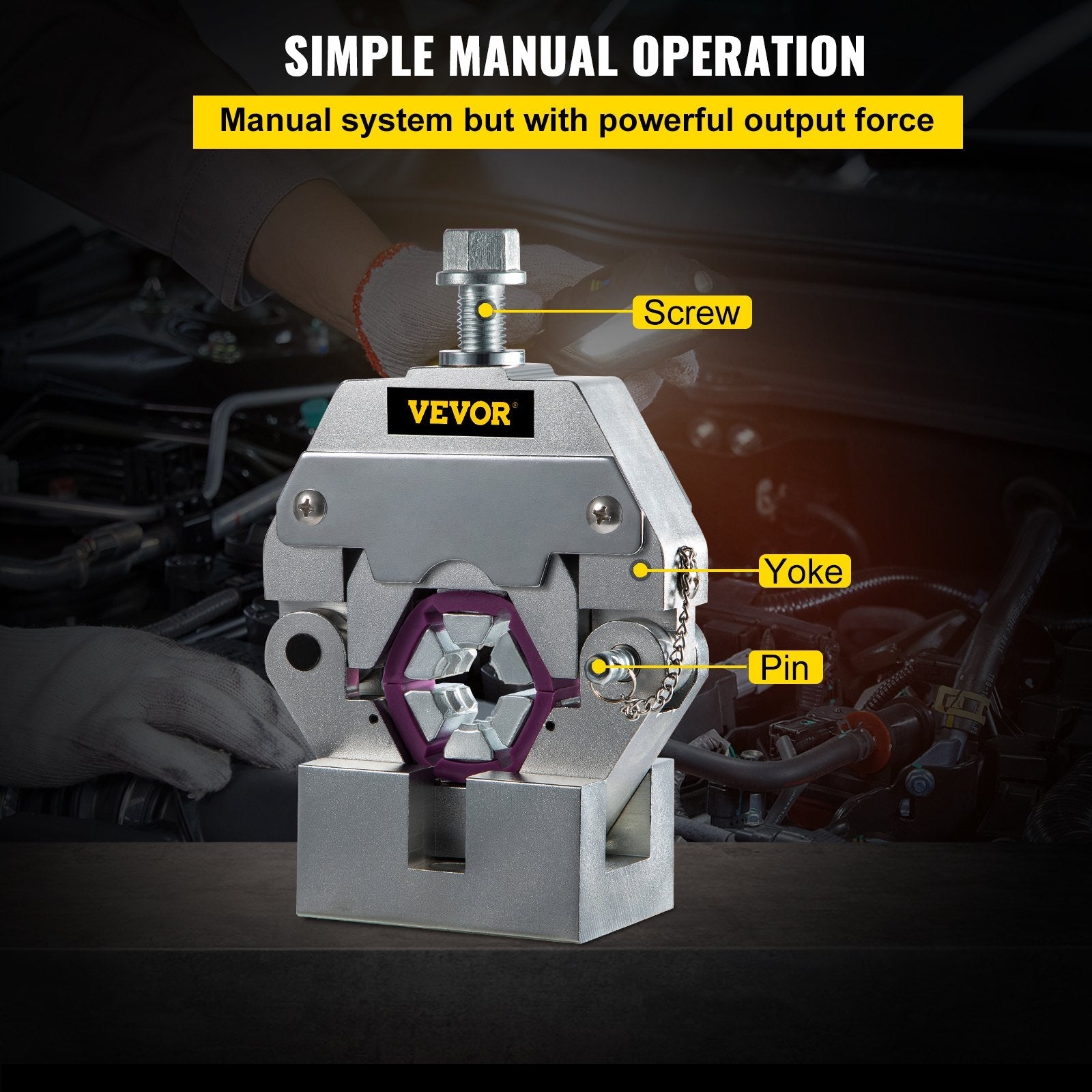 VEVOR Manually Operated AC Hose Crimper Hydra-Krimp 71550 Manual AC Hose Crimper Kit Air Conditioning Repair Handheld AC Hose Crimping Tool with 4 Dies 