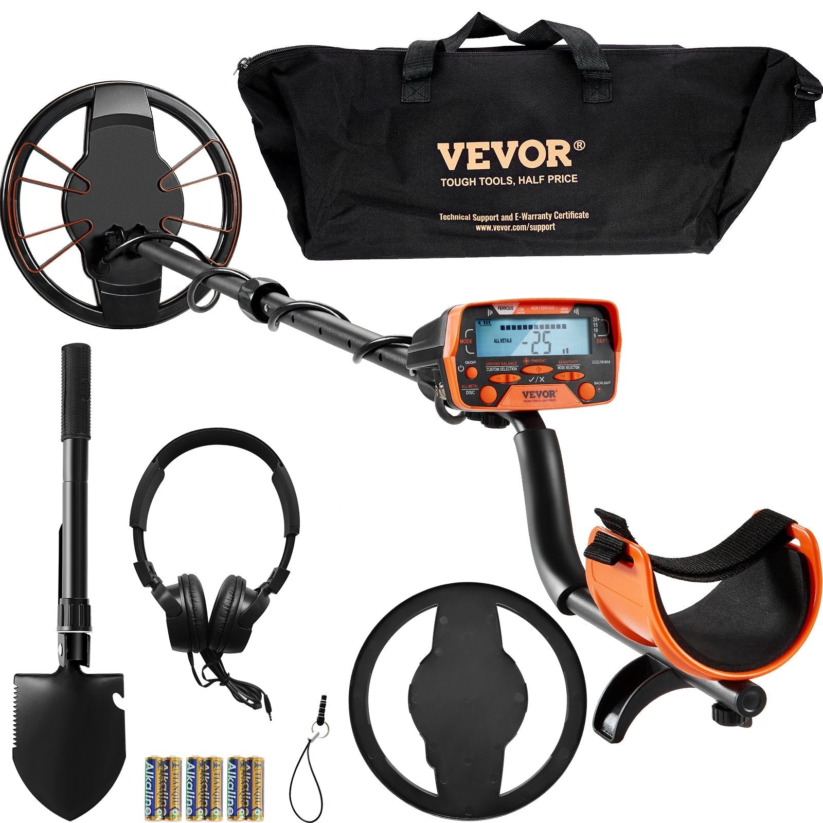 VEVOR Metal Detector for Adults & Kids, 10 Inch Waterproof Search Coil with LCD Display 7 Modes, Adjustable 41''-52'' Aluminum Stem, DSP Chip Higher Accuracy Gold Detector 10'' Detection Depth 