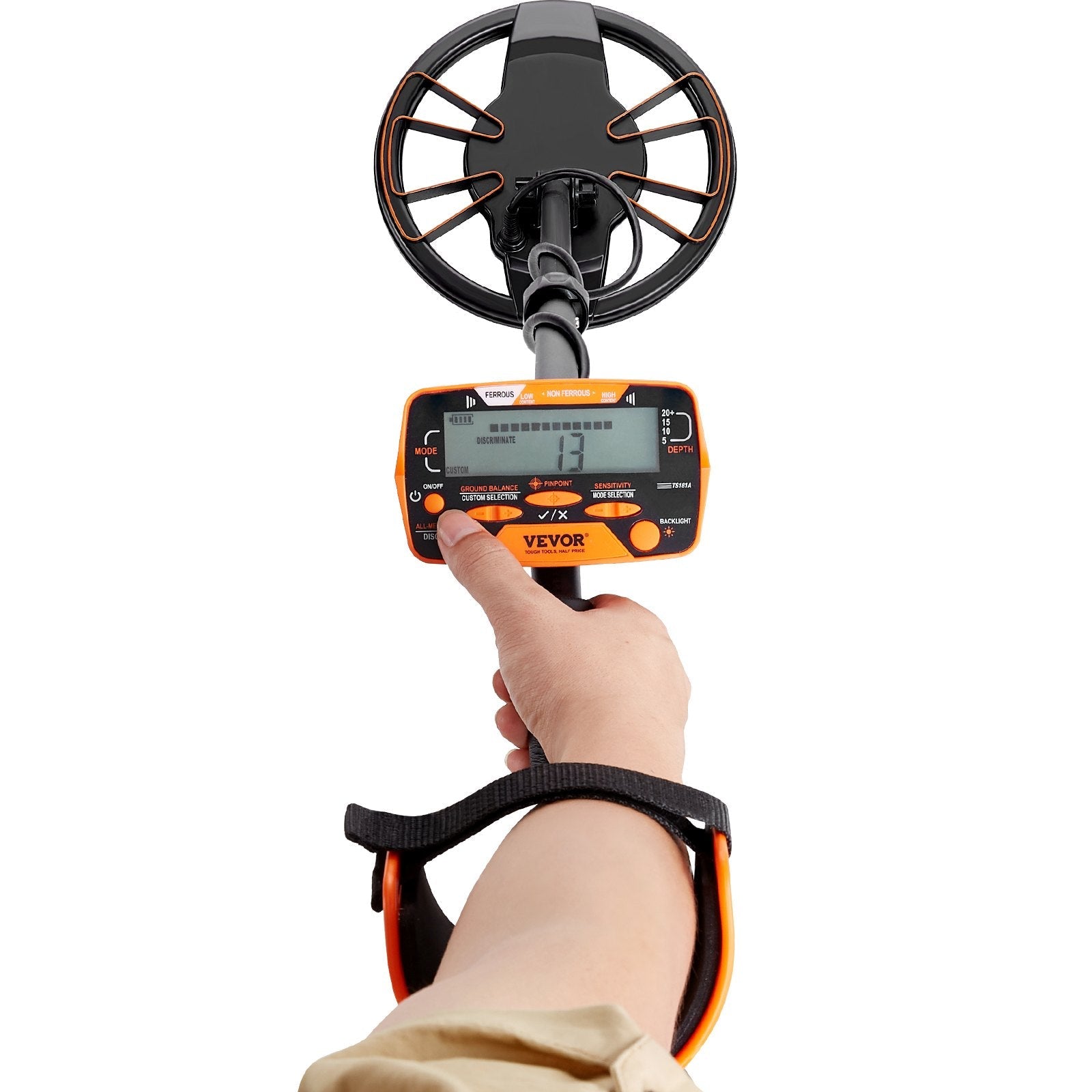 VEVOR Metal Detector for Adults & Kids, 10 Inch Waterproof Search Coil with LCD Display 7 Modes, Adjustable 41''-52'' Aluminum Stem, DSP Chip Higher Accuracy Gold Detector 10'' Detection Depth 
