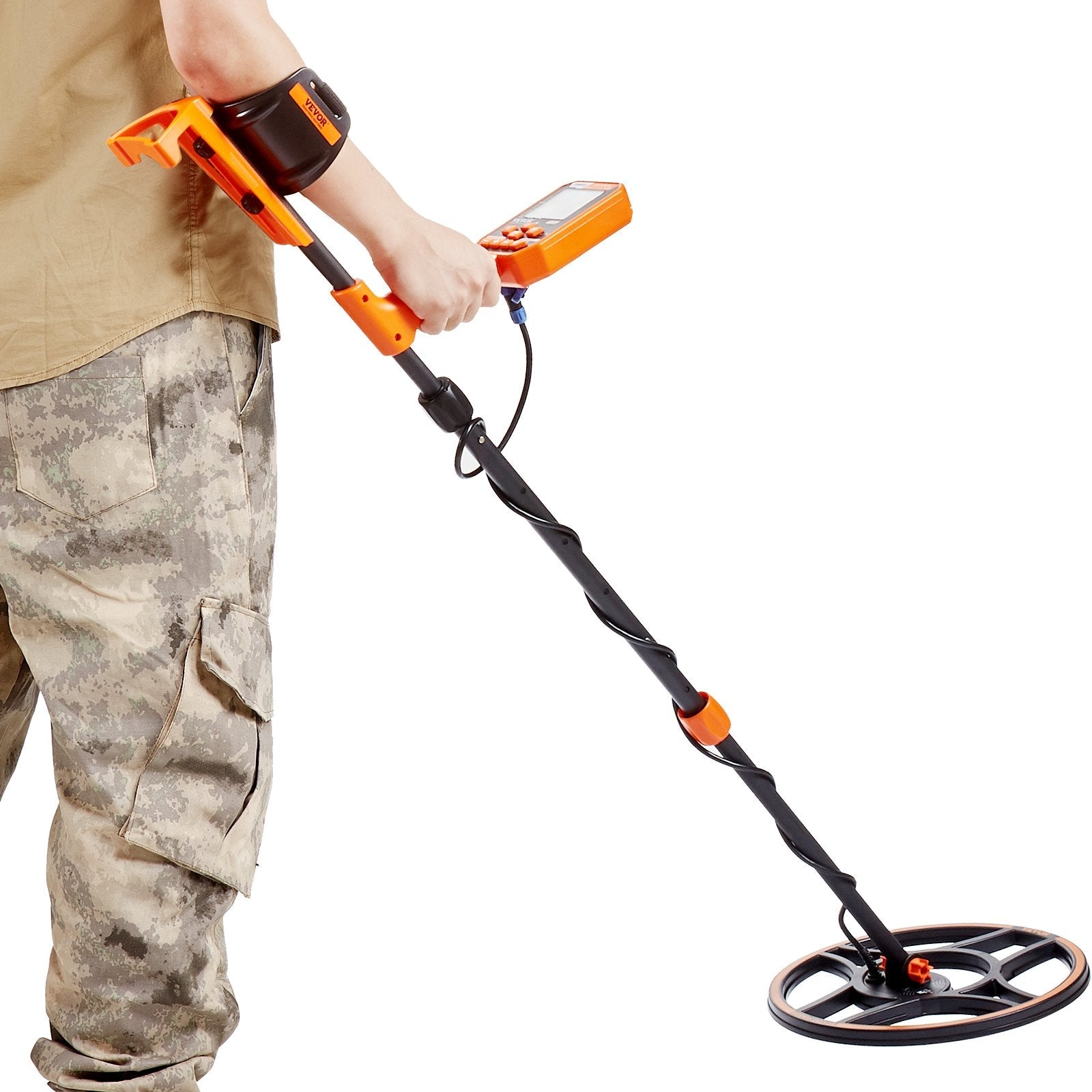 VEVOR Waterproof Metal Detector, 12" Coil, Professional Rechargeable Gold Detector, 39-50 in Adjustable with LCD 7 Modes Advanced DSP Chip Bluetooth Headset, IP68 for Detecting Gold Treasure Hunting 