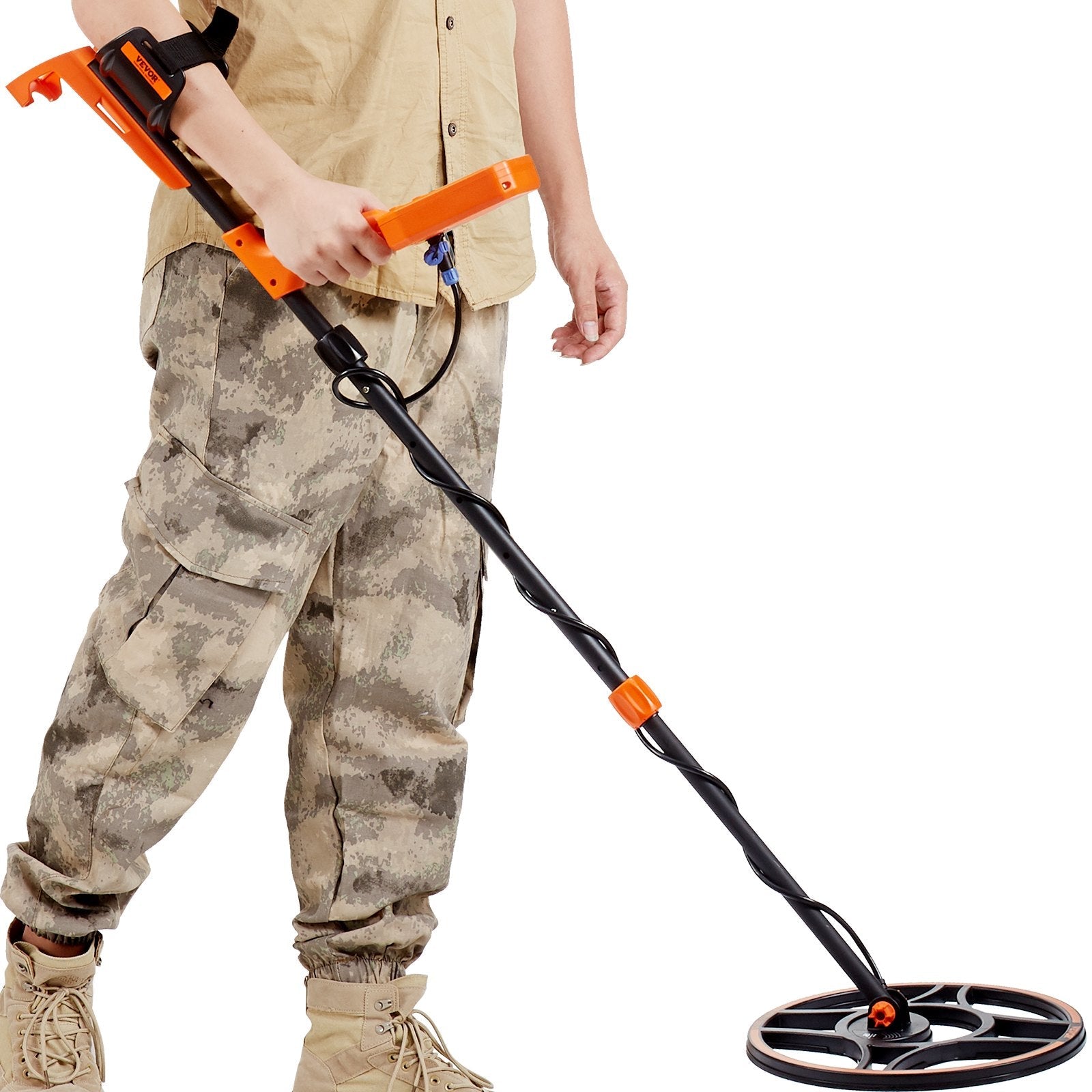 VEVOR Waterproof Metal Detector, 12" Coil, Professional Rechargeable Gold Detector, 39-50 in Adjustable with LCD 7 Modes Advanced DSP Chip Bluetooth Headset, IP68 for Detecting Gold Treasure Hunting 