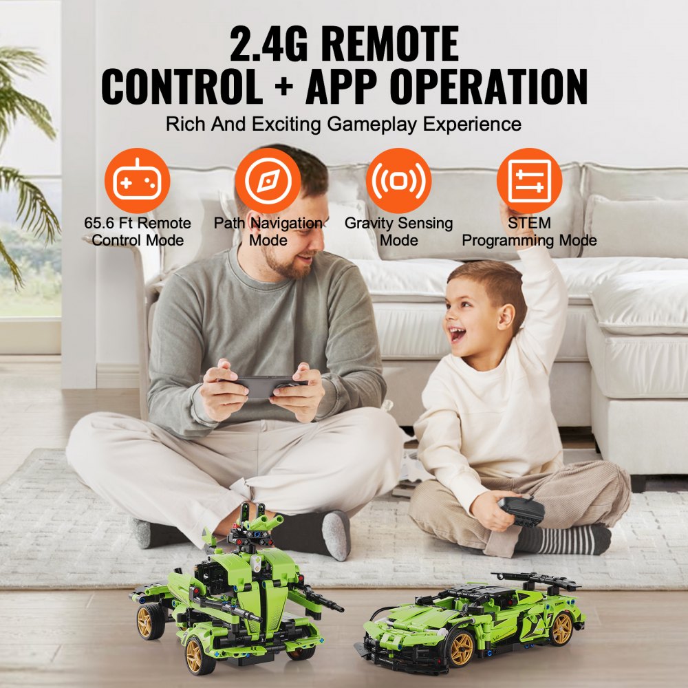 VEVOR STEM Building Toys for Kids 2 in 1 App & Remote Control Car/Robot 461 PCS 