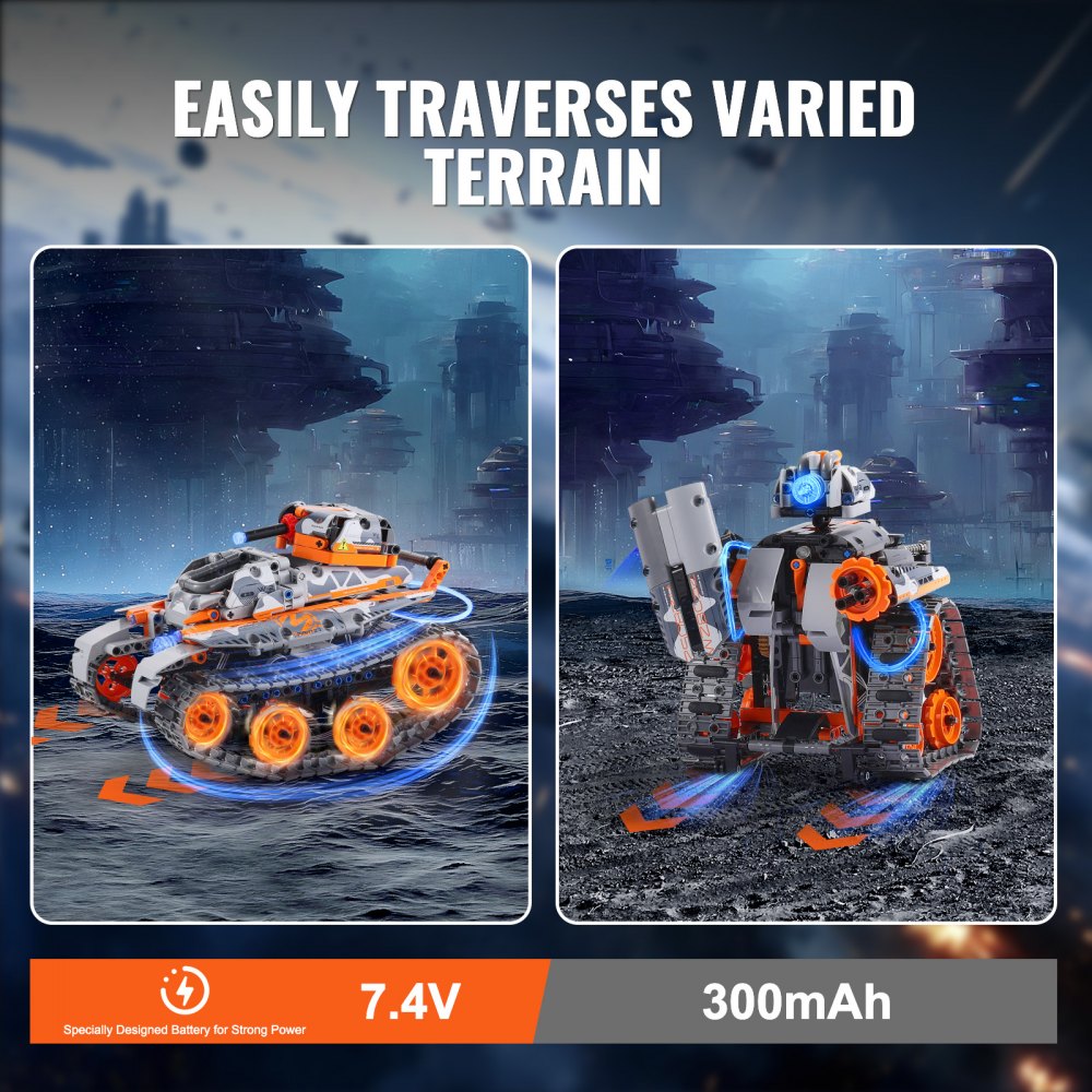 VEVOR STEM Building Toys for Kids 5 in 1 App & Remote Control Car/Robot 554 PCS 