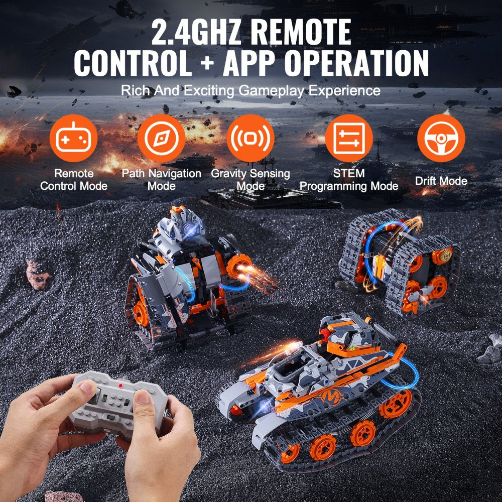 VEVOR STEM Building Toys for Kids 5 in 1 App & Remote Control Car/Robot 554 PCS 