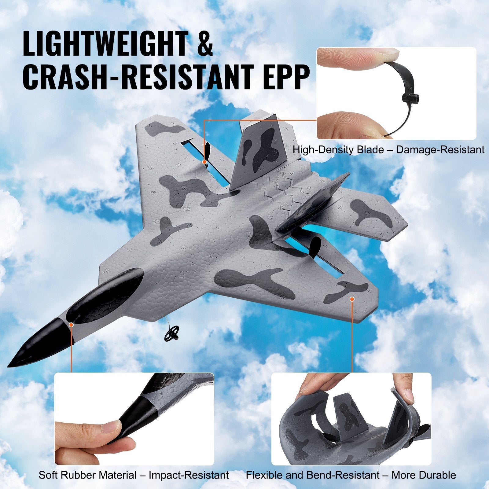 VEVOR RC Airplane Fighter EPP Foam RC Plane Toy with 2.4 GHz Remote Control 