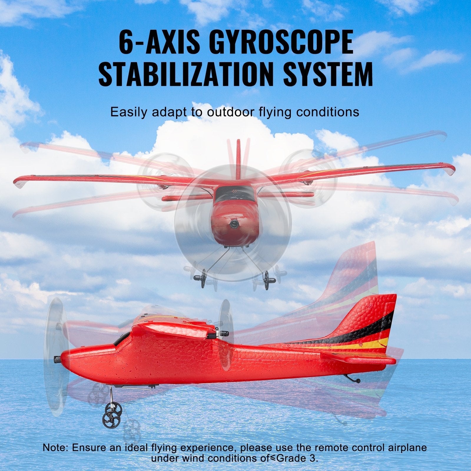 VEVOR RC Airplane EPP Foam RC Plane Toy with 2.4 GHz Remote Control 2 Batteries 