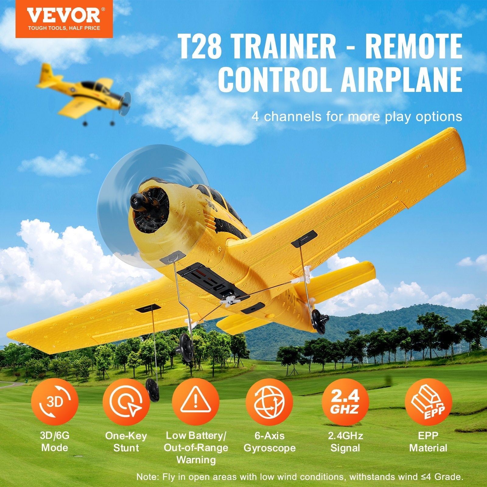 VEVOR RC Airplane Trainer Aircraft EPP Foam RC Plane Toy 2.4 GHz Remote Control 