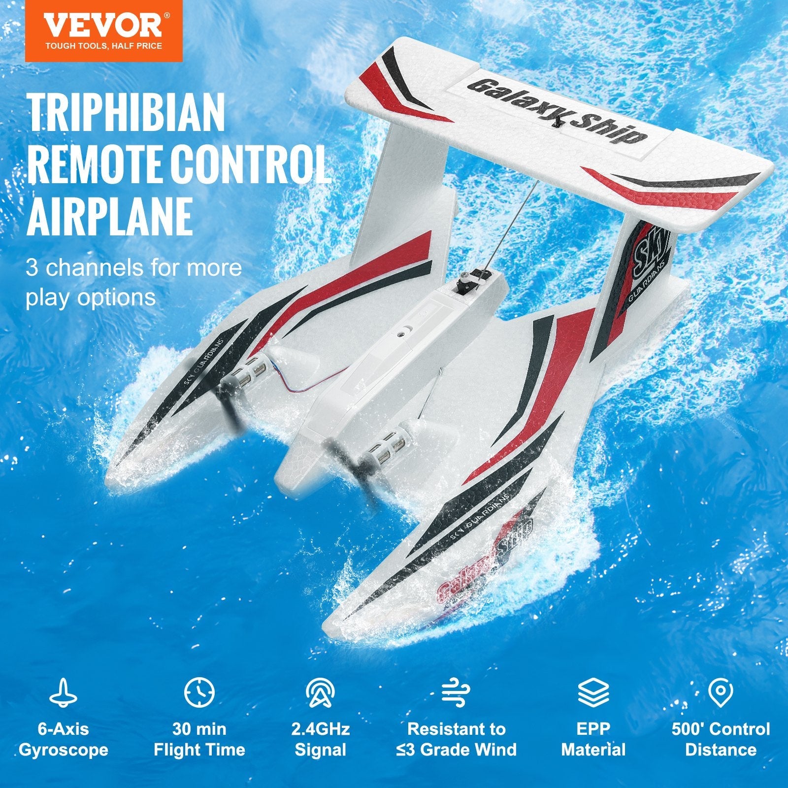 VEVOR RC Airplane Amphibious EPP Foam RC Plane Toy with 2.4 GHz Remote Control 