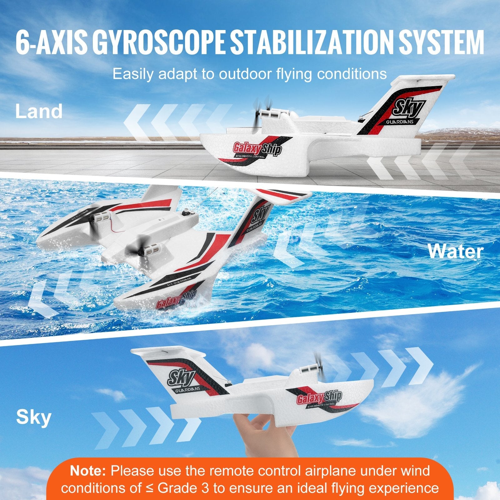 VEVOR RC Airplane Amphibious EPP Foam RC Plane Toy with 2.4 GHz Remote Control 