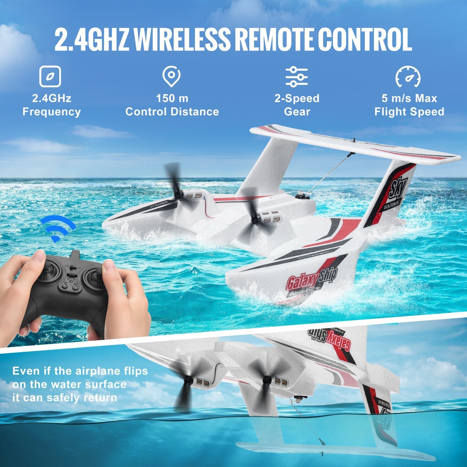 VEVOR RC Airplane Amphibious EPP Foam RC Plane Toy with 2.4 GHz Remote Control 