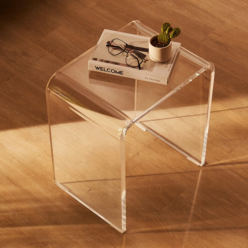 VEVOR Acrylic End Table, C-Shaped Lucite Side Table, Clear Acrylic Side Table for Drink, Food, Snack used in Living Room, Bedroom, and Study 