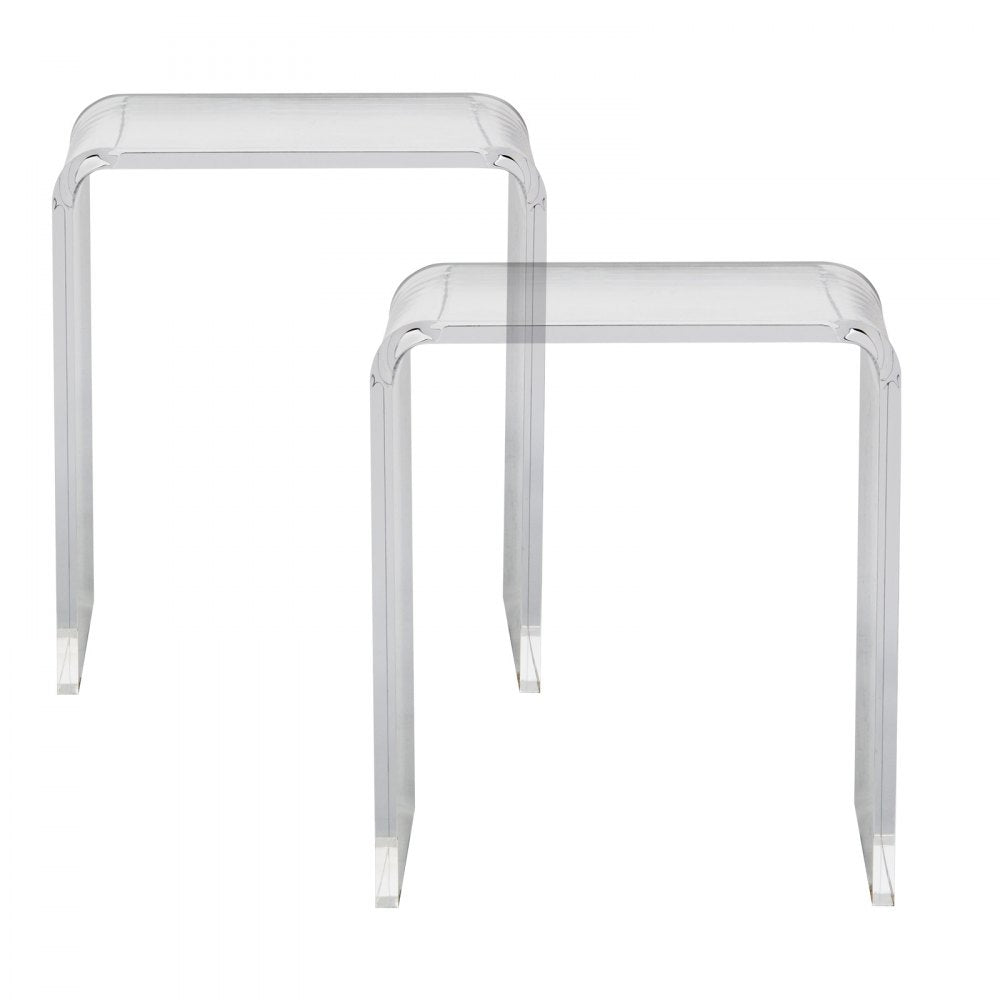 VEVOR Acrylic End Table, 2 pcs C-Shaped Lucite Side Tables, Clear Acrylic Side Table for Drink, Food, Snack used in Living Room, Bedroom, and Study 