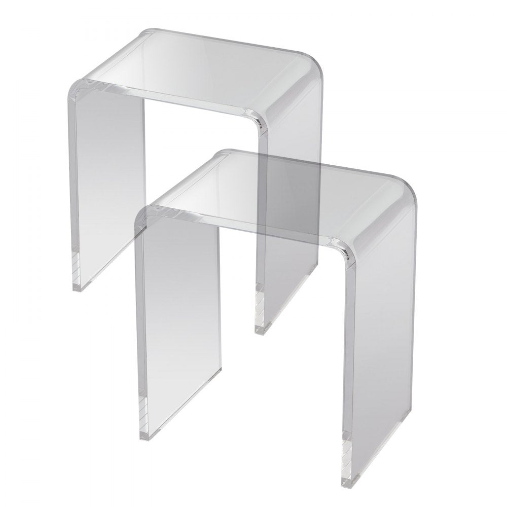 VEVOR Acrylic End Table, 2 pcs C-Shaped Lucite Side Tables, Clear Acrylic Side Table for Drink, Food, Snack used in Living Room, Bedroom, and Study 