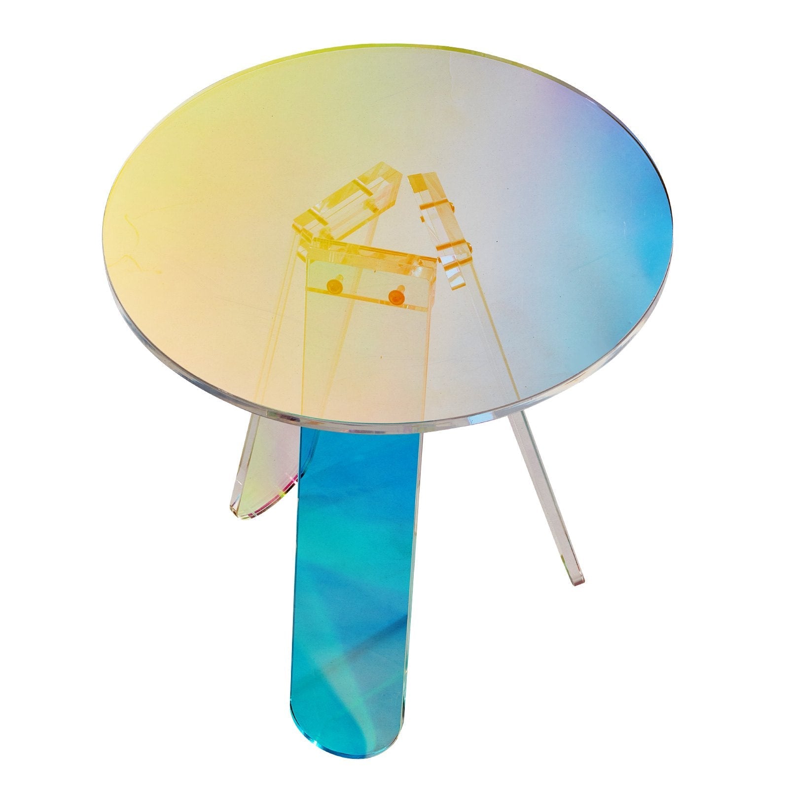 VEVOR Round Iridescent Side Table, Acrylic End Table, Clear Rainbow Acrylic Coffee Table for Drink, Food, Snack used in Living Room, Bedroom, and Study 