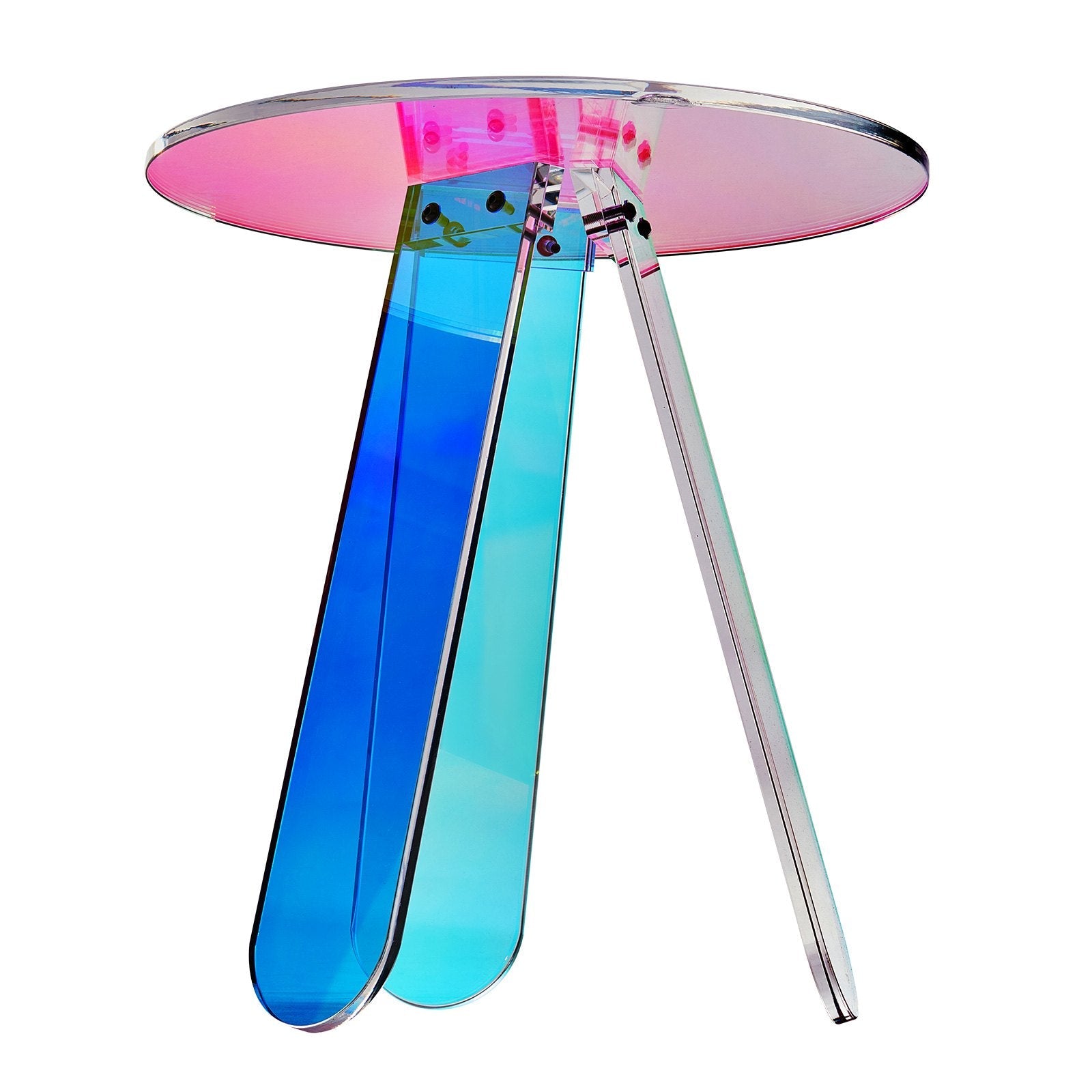 VEVOR Round Iridescent Side Table, Acrylic End Table, Clear Rainbow Acrylic Coffee Table for Drink, Food, Snack used in Living Room, Bedroom, and Study 