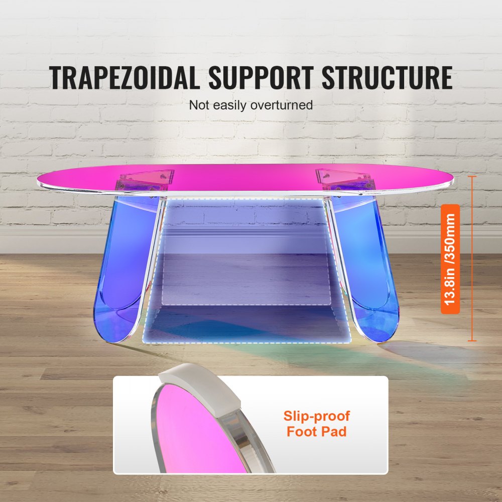 VEVOR Acrylic Coffee Table, Iridescent Acrylic End Table, 13.8 inch high Colorful Acrylic Side Table, for Coffee, Drink, Food, Snack used in Living Room, Courtyard, Terrace 