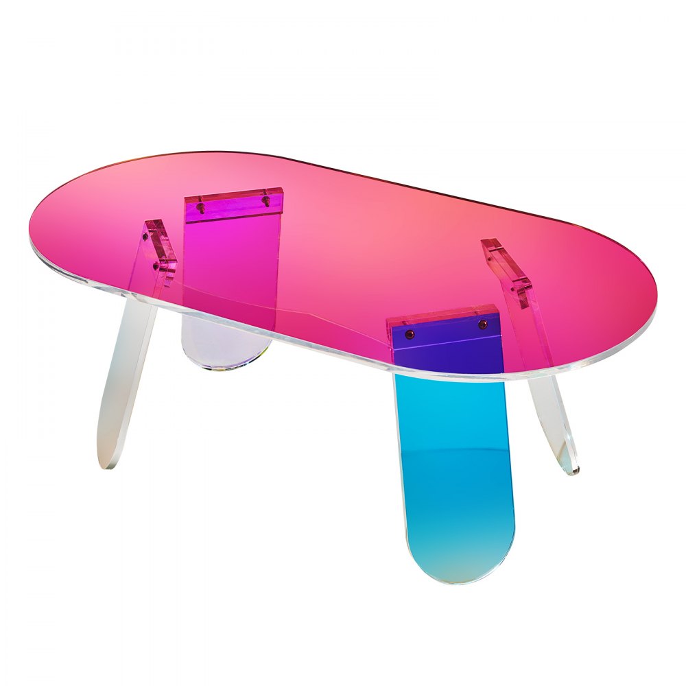 VEVOR Acrylic Coffee Table, Iridescent Acrylic End Table, 13.8 inch high Colorful Acrylic Side Table, for Coffee, Drink, Food, Snack used in Living Room, Courtyard, Terrace 