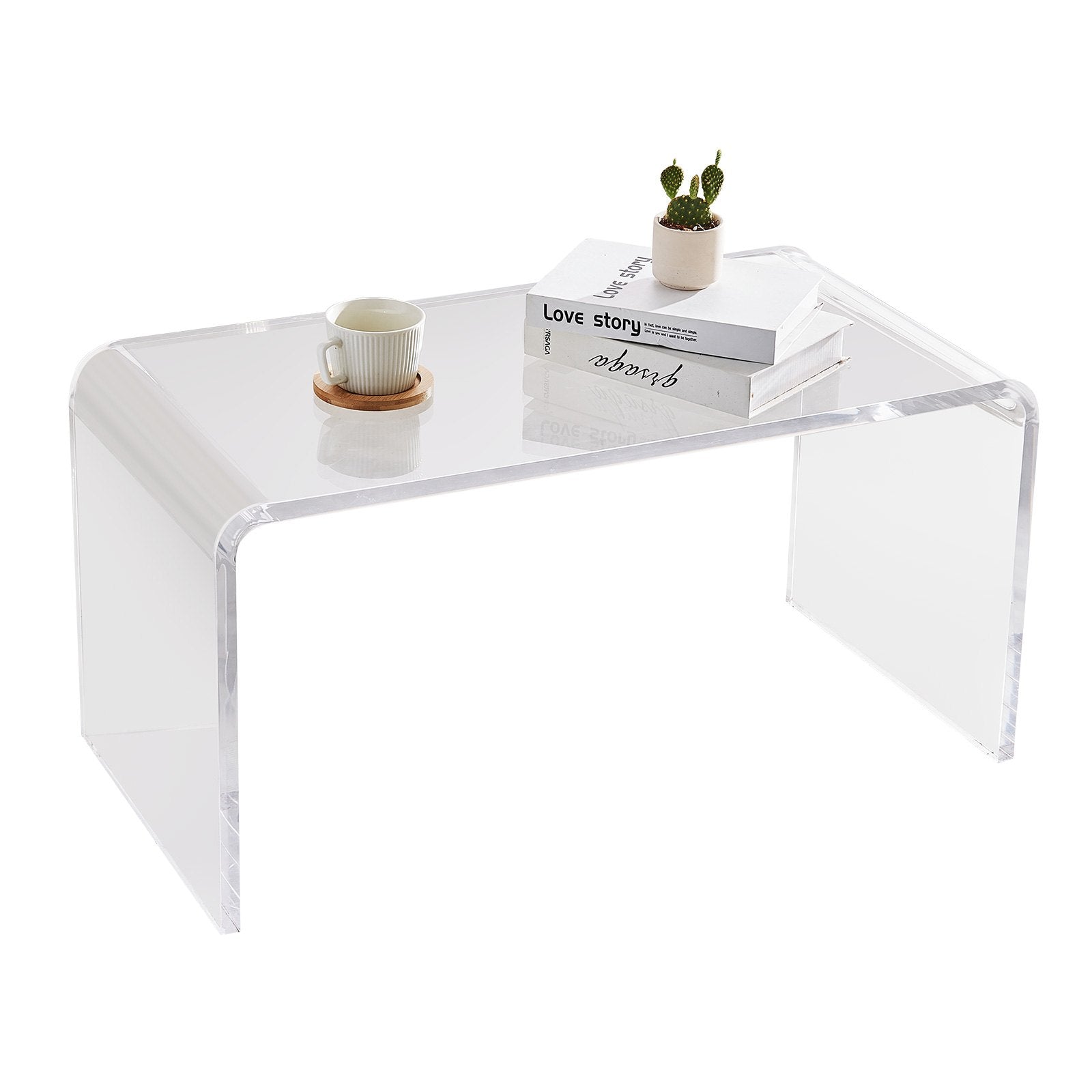 VEVOR Acrylic Coffee Table, C-Shaped Clear Acrylic End Table, 16.3 inch high Transparent Acrylic Side Table, for Coffee, Drink, Food, Snack used in Living Room, Courtyard, Terrace 