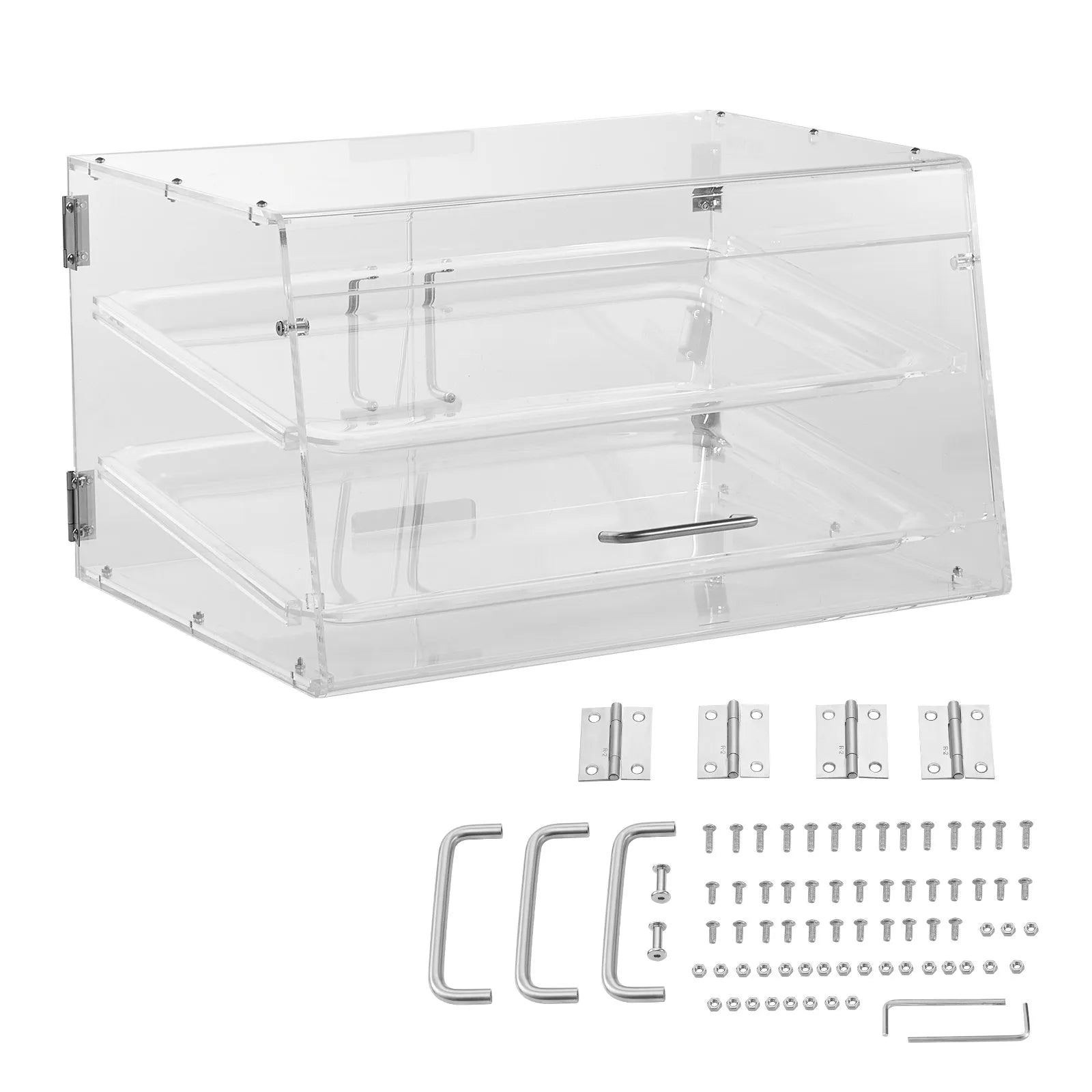 VEVOR Pastry Display Case, 2-Tier Commercial Countertop Bakery Display Case, Acrylic Display Box with Rear Door Access & Removable Shelves, Keep Fresh for Donut Bagels Cake Cookie, 20.7"x13.2"x11.9"