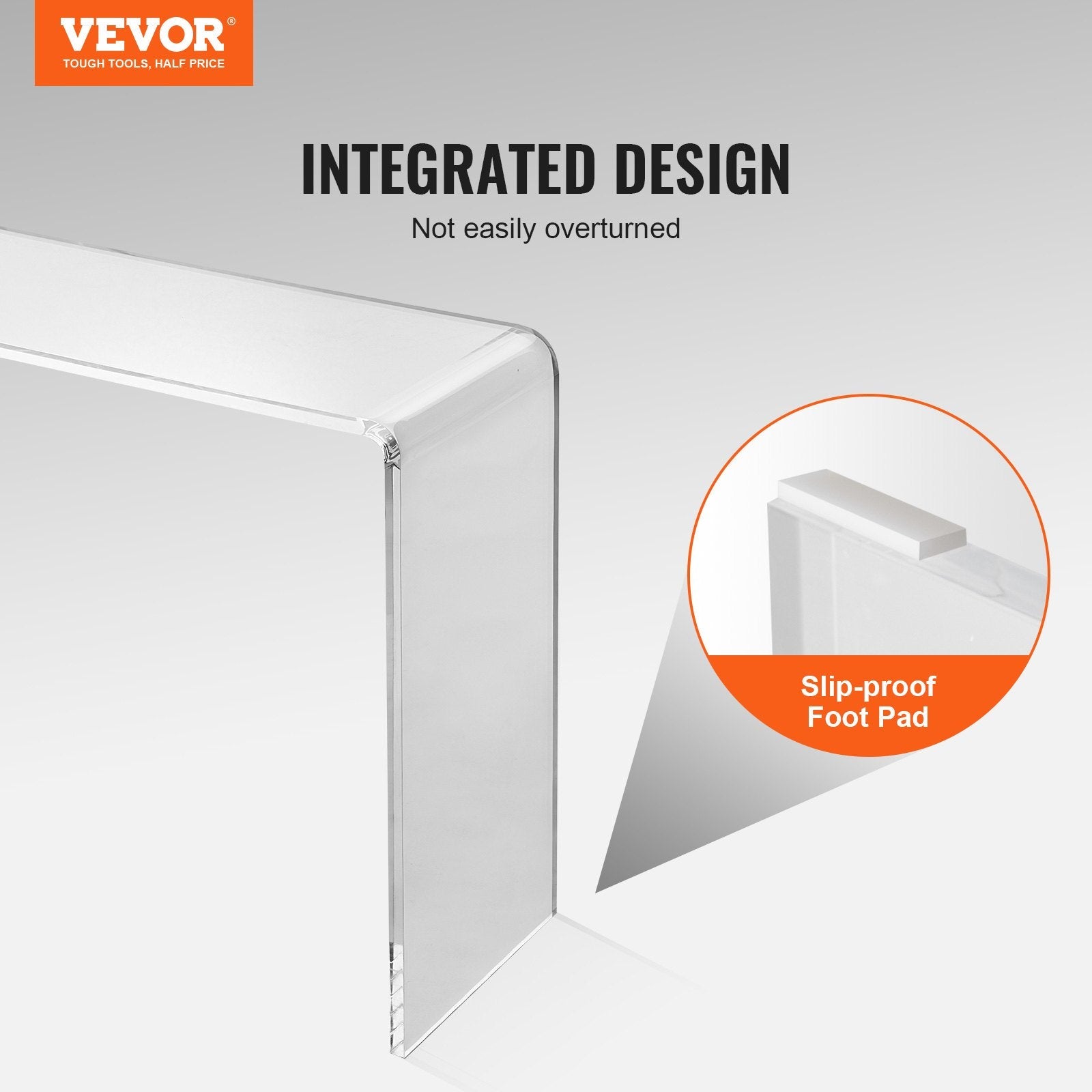 VEVOR Acrylic Console Table, Clear Acrylic End Table, Transparent Acrylic Side Table 37.95x15x29.13 inch, for Foyer, Living Room, Dining Room 