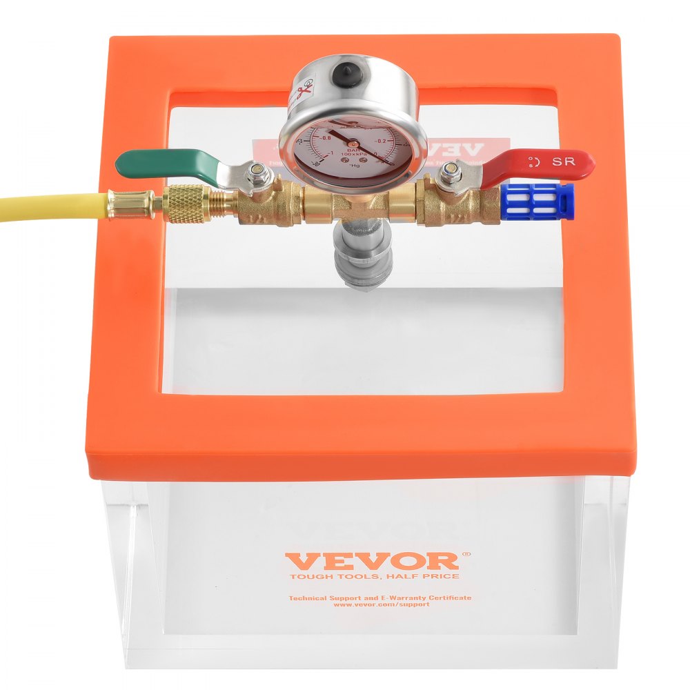 VEVOR 2 Gallon Vacuum Chamber, Upgraded Multipurpose Acrylic Vacuum Degassing Chamber, Transparent Vacuum Chamber, for Resin Degassing, Silica Gel Degassing, Gypsum Degassing and Vacuum Extraction 
