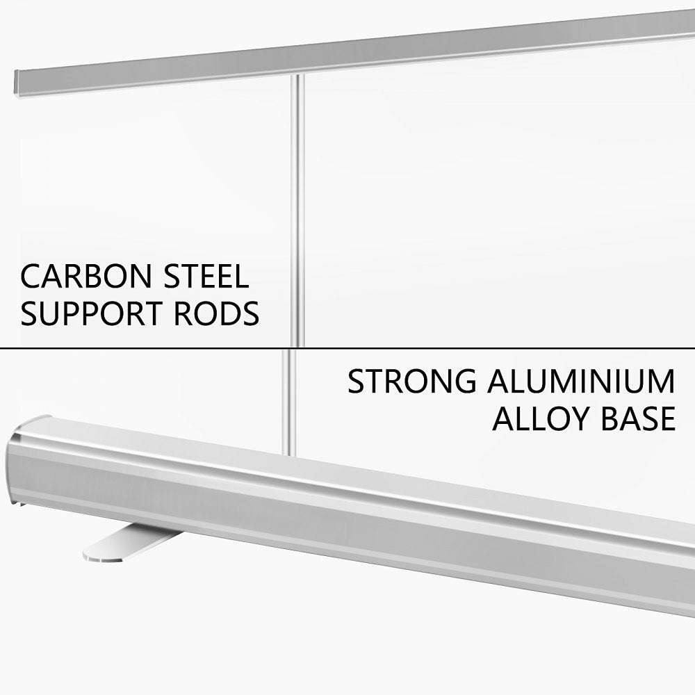 VEVOR Floor Standing Sneeze Guard, 48\"x80\" Roll Up Banner Stand, Portable Pull-Out Standing Divider, Stand Roll Up Banner for Cafe, Office, Cashier, Store, Restaurant, Classroom and Receptionist 