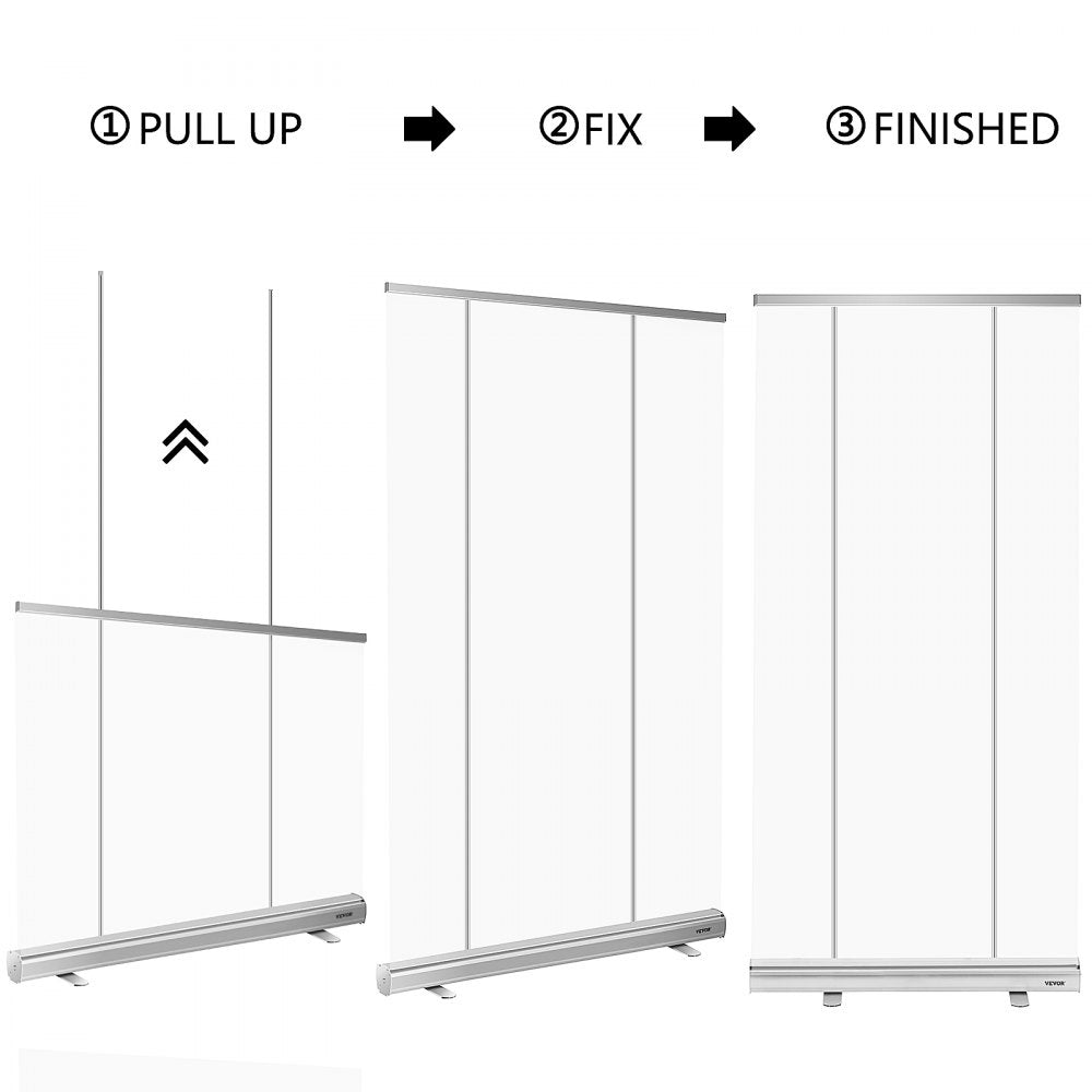 VEVOR Floor Standing Sneeze Guard, 48\"x80\" Roll Up Banner Stand, Portable Pull-Out Standing Divider, Stand Roll Up Banner for Cafe, Office, Cashier, Store, Restaurant, Classroom and Receptionist 