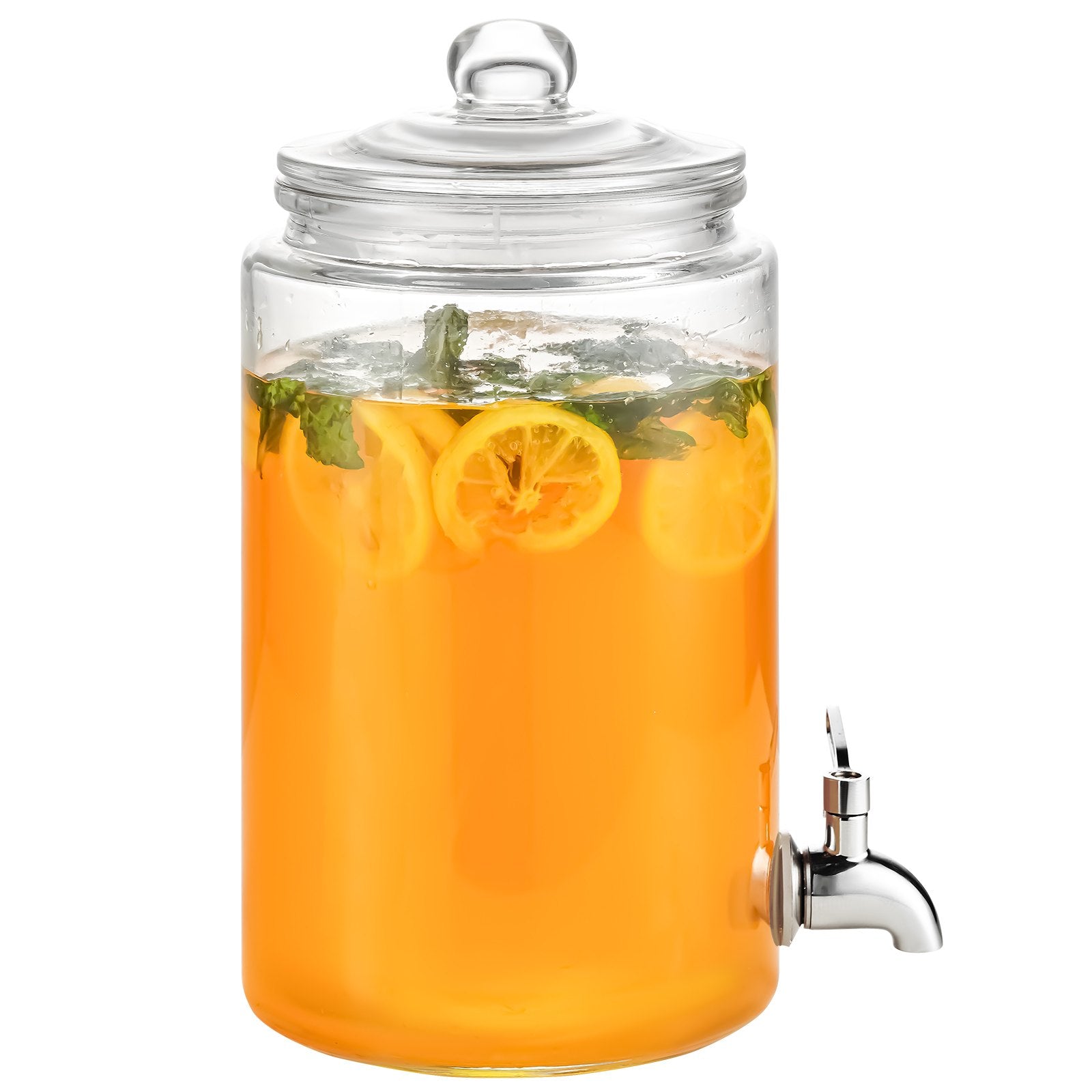 VEVOR Beverage Dispenser, 1 Gallon Drink Dispensers for Parties, Glass Juice Dispenser with Stainless Steel Spigot, Iced Tea Lemonade Juice Water Dispenser, for Restaurants, Hotels, Parties 