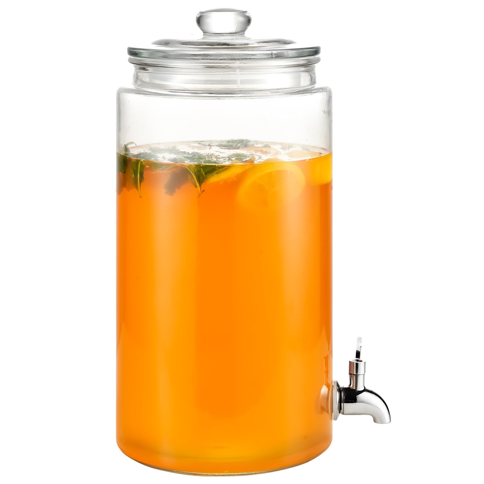 VEVOR Beverage Dispenser, 2 Gallon Drink Dispensers for Parties, Glass Juice Dispenser with Stainless Steel Spigot, Iced Tea Lemonade Juice Water Dispenser, for Restaurants, Hotels, Parties 