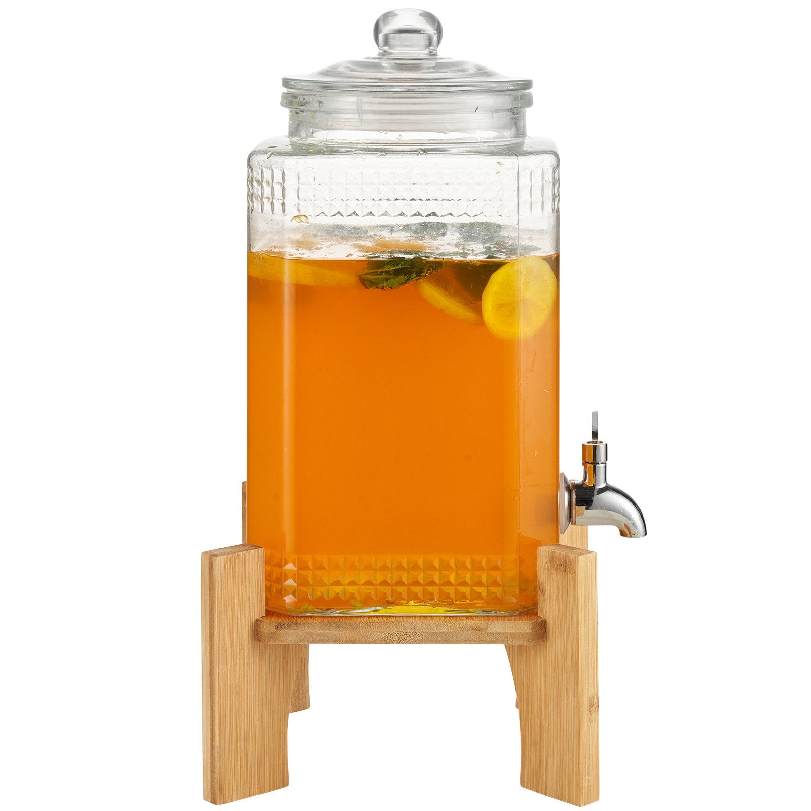 VEVOR Beverage Dispenser, 1.5 Gallon Drink Dispensers for Parties, Glass Juice Dispenser with Stand, Stainless Steel Spigot, Iced Tea Lemonade Juice Water Dispenser, for Restaurants, Hotels, Parties 