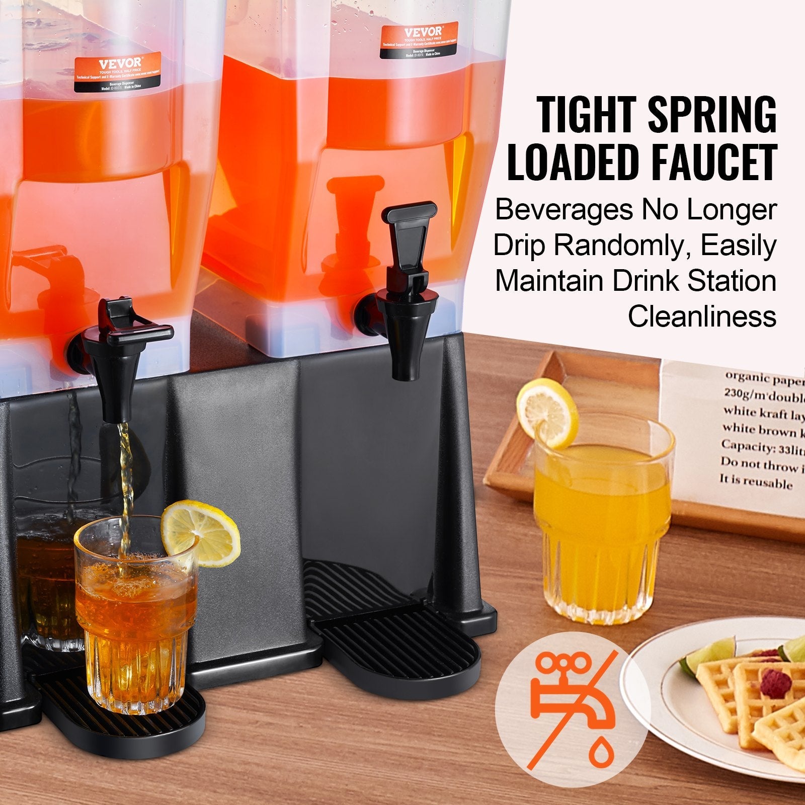 VEVOR Beverage Dispenser, 3 Gallon x 2 Drink Dispensers for Parties, Plastic Juice Dispenser with Stand Spigot Lid, Iced Tea Lemonade Juice Water Dispenser, for Restaurants, Hotels, Parties 