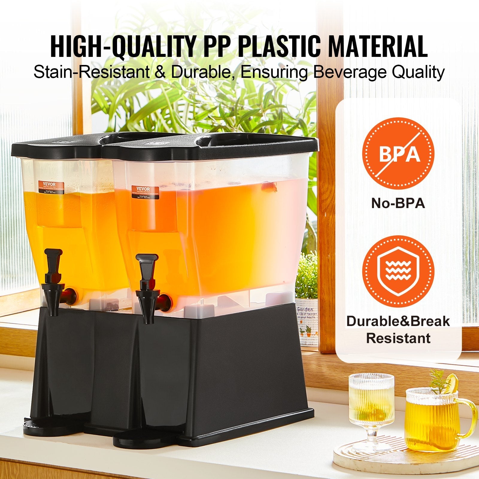 VEVOR Beverage Dispenser, 3 Gallon x 2 Drink Dispensers for Parties, Plastic Juice Dispenser with Stand Spigot Lid, Iced Tea Lemonade Juice Water Dispenser, for Restaurants, Hotels, Parties 