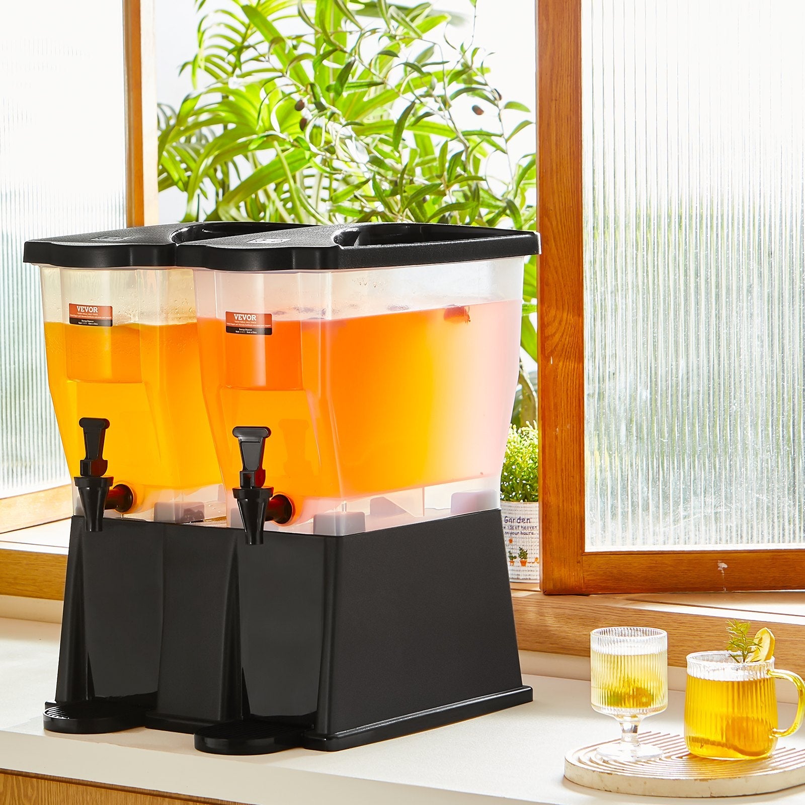 VEVOR Beverage Dispenser, 3 Gallon x 2 Drink Dispensers for Parties, Plastic Juice Dispenser with Stand Spigot Lid, Iced Tea Lemonade Juice Water Dispenser, for Restaurants, Hotels, Parties 