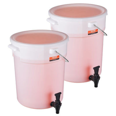 VEVOR Beverage Dispenser, 5 Gallon Drink Dispensers for Parties, Plastic Juice Dispenser with Spigot and Lid, Iced Tea Lemonade Juice Water Dispenser, for Restaurants, Hotels, Parties, 2 Pack 