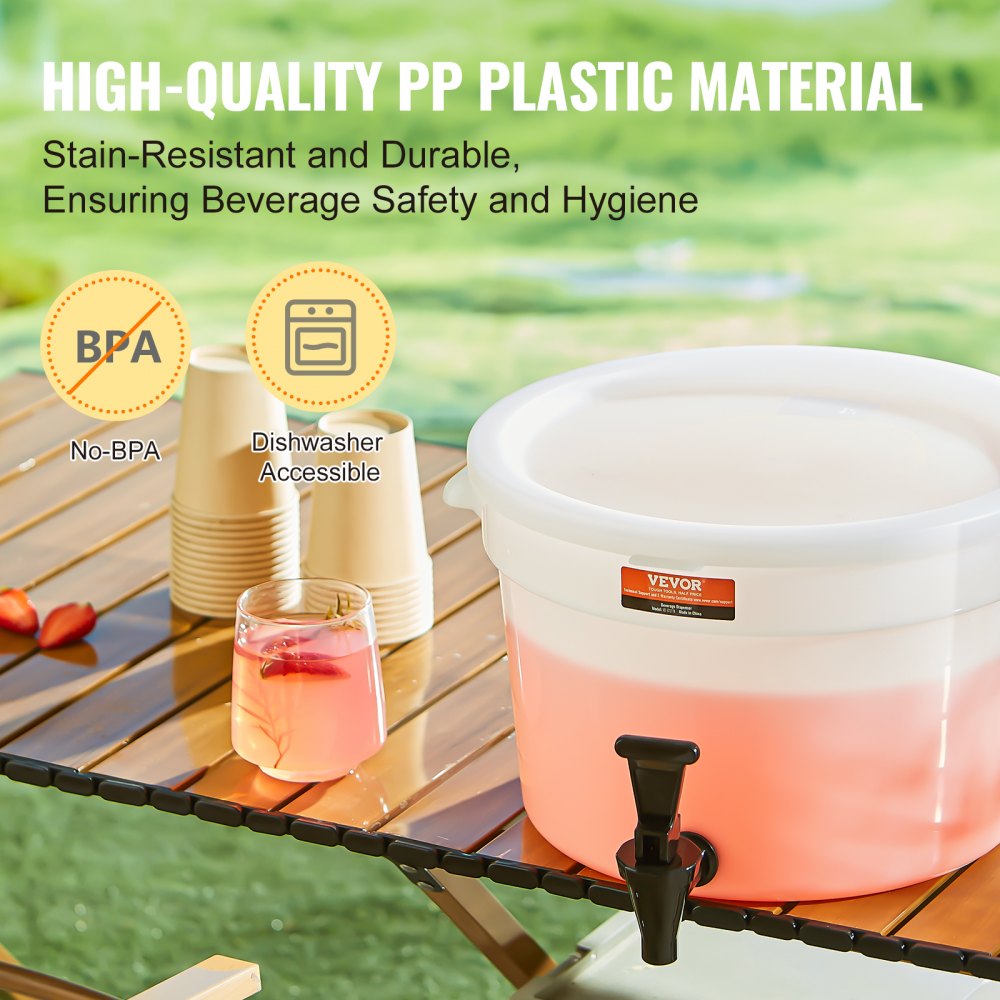 VEVOR Beverage Dispenser, 3 Gallon Drink Dispensers for Parties, Plastic Juice Dispenser with Spigot and Lid, Iced Tea Lemonade Juice Water Dispenser, for Restaurants, Hotels, Parties 