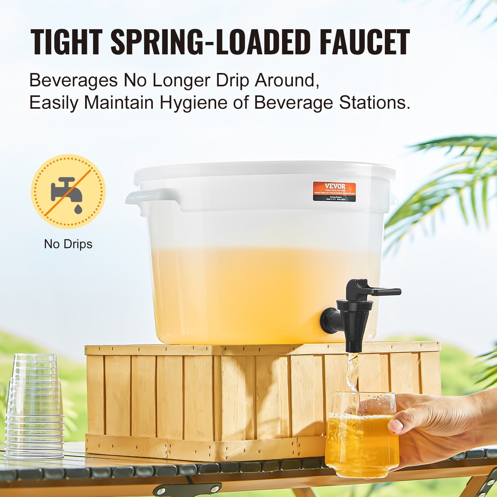 VEVOR Beverage Dispenser, 3 Gallon Drink Dispensers for Parties, Plastic Juice Dispenser with Spigot and Lid, Iced Tea Lemonade Juice Water Dispenser, for Restaurants, Hotels, Parties, 2 Pack 