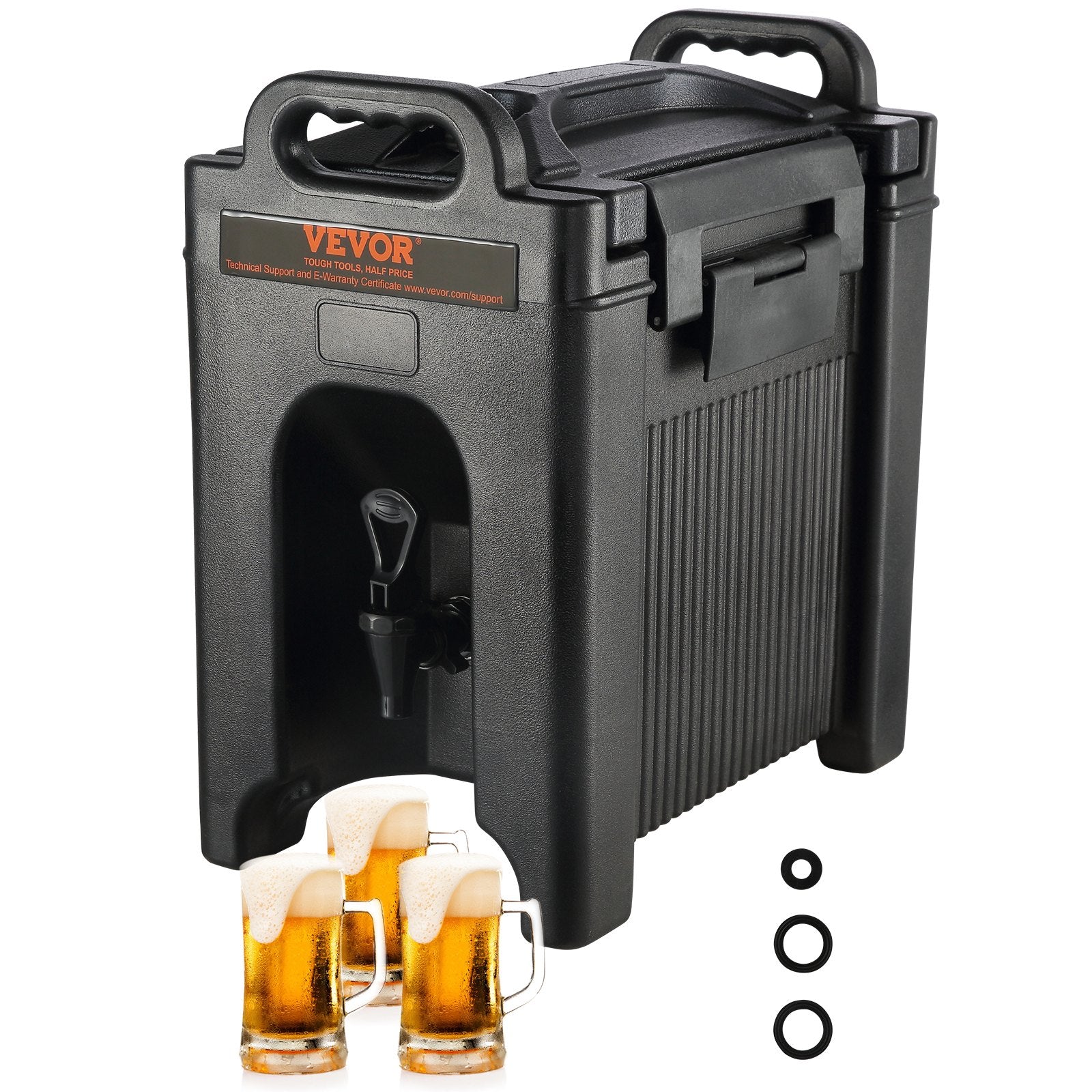 VEVOR Insulated Beverage Dispenser, 2.5 Gallon, Food-grade LDPE Hot and Cold Beverage Server, Thermal Drink Dispenser Cooler with 0.9 in PU Layer Two-Stage Faucet Handle, for Restaurant Drink Shop