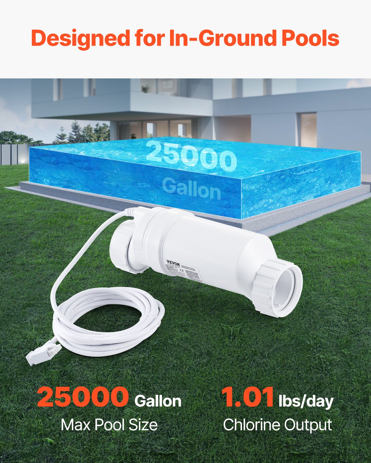 VEVOR Salt Water Chlorinator System W3T-Cell-9 for In-Ground Pool 25000 Gallons 
