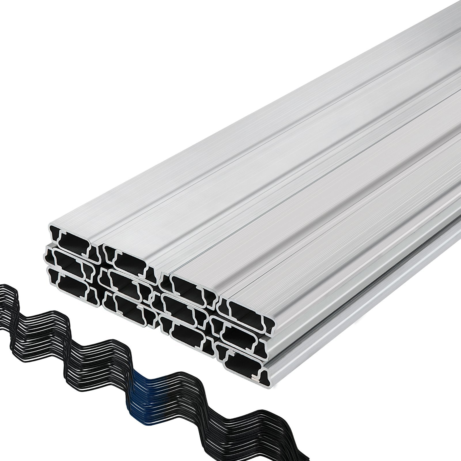 VEVOR Spring Wire and Lock Channel, 6.56ft Spring Lock & U-Channel Bundle for Greenhouse, 30 Packs PE Coated Spring Wire & Aluminum Alloy Channel, Plastic Poly Film or Shade Cloth Attachment with Scre 