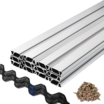 VEVOR Greenhouse Wiggle Wire &Aluminum Alloy Spring Lock U-Channel 6.56ft 50PCS 