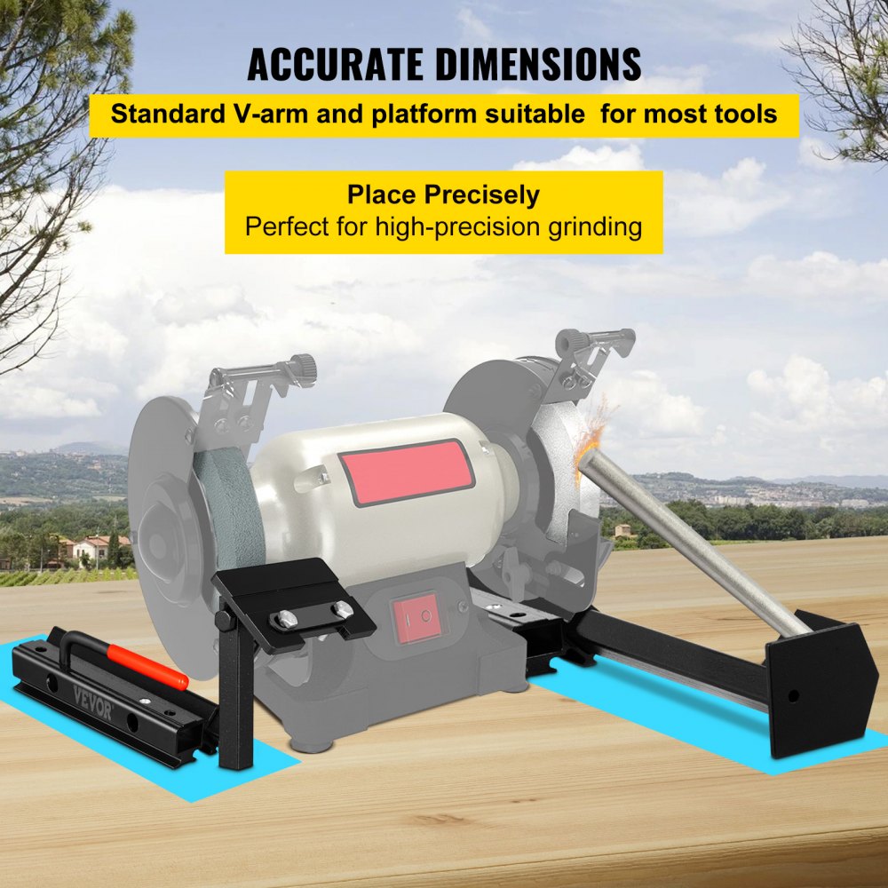 VEVOR Grinding Jig, 24\' Length of V-arm Vari-Grind Attachment, 3\' x 5\' x 1/4\' Platform Grinding Jig with Vari-Grind, Fit for 0.63\' Bowl Gouge Vari-Grind Jig for the Wolverine Sharpening System 