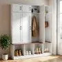 VEVOR 59" Hall Tree with Bench and Shoe Storage Cabinet, 4-in-1 Entryway Organizer with Coat Rack & Hooks, White