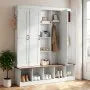 Hall Tree with Bench and Shoe Storage | 63" Wide 4-in-1 Entryway Hall Tree | White