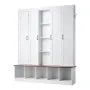 Hall Tree with Bench and Shoe Storage | 63" Wide 4-in-1 Entryway Hall Tree | White