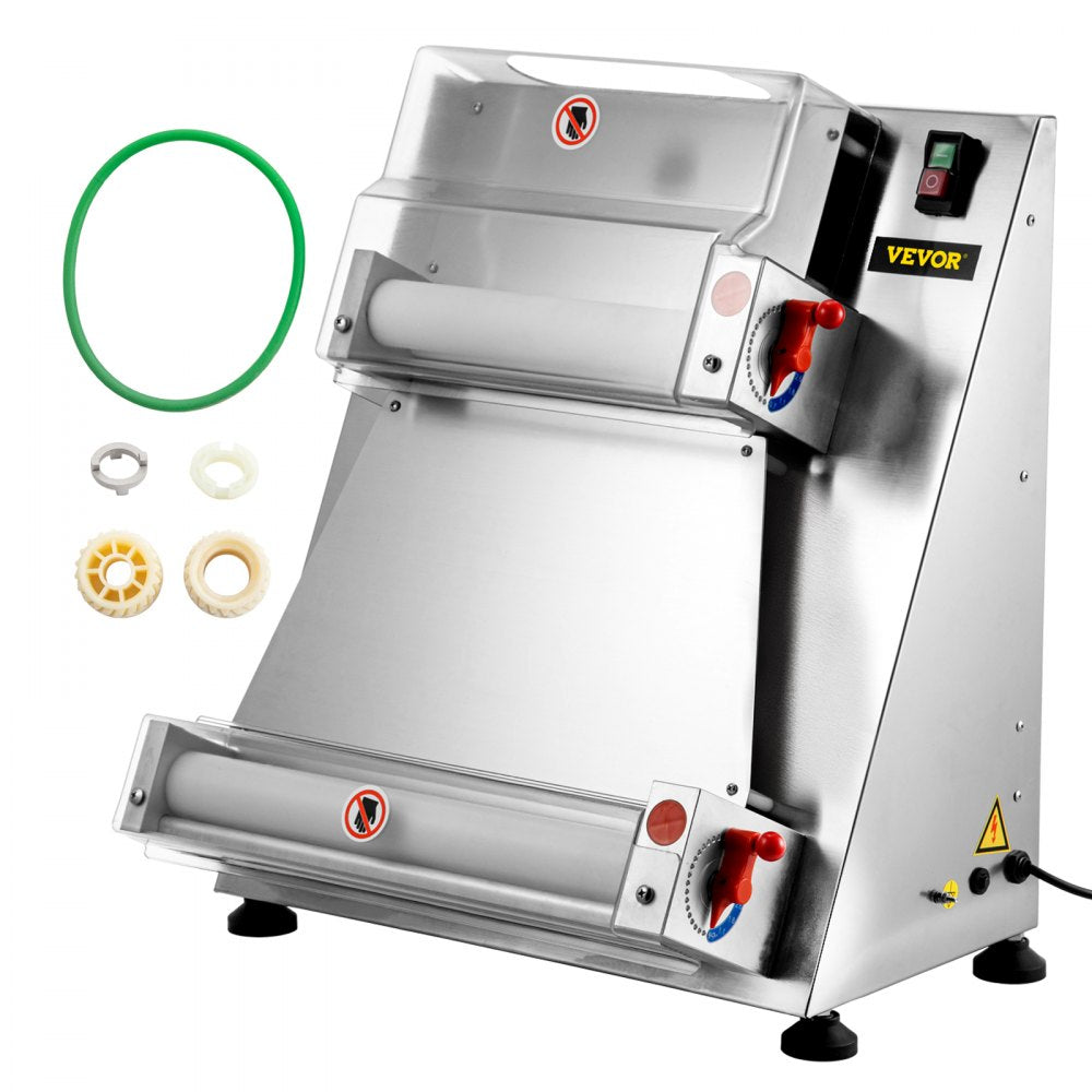 VEVOR Stainless Steel Electric Pizza Dough Roller, Max 16'' Pizza Dough Roller Sheeter, 370W Automatic Pizza Dough Roller, Suitable for Noodle Pizza Bread and Pasta Maker Equipment 