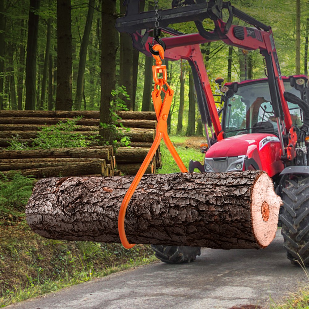 VEVOR Log Skidding Tongs, 32 inch 2 Claw Log Lifting Tongs, Heavy Duty Rotating Steel Lumber Skidding Tongs, 1543 lbs/700 kg Loading Capacity, Log Lifting, Handling, Dragging & Carrying Tool 