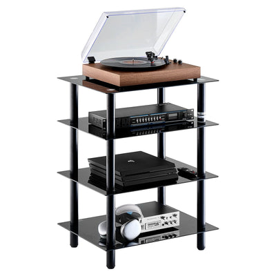 VEVOR 4-Tier AV Media Stand Strengthened Tempered Glass Audio-Video Media Stand 
