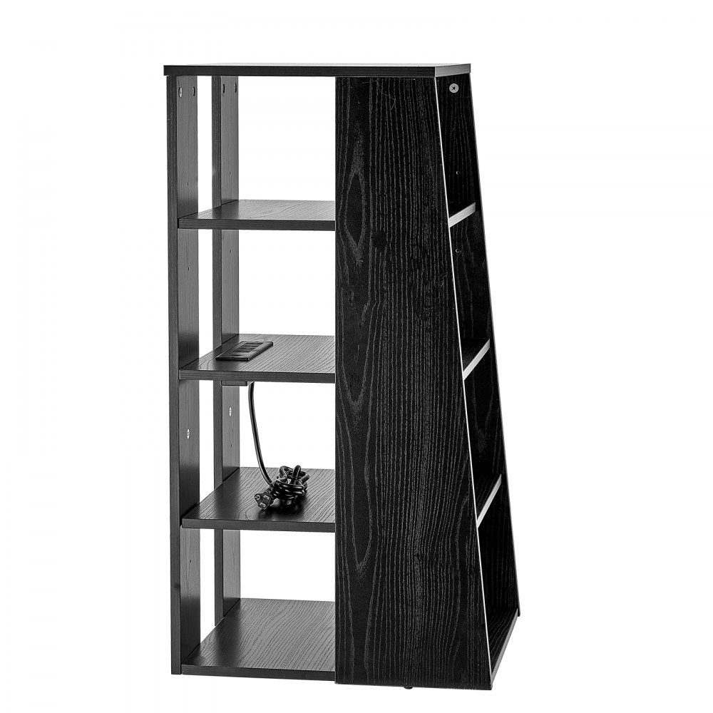 VEVOR 5 Tiers AV Media Stand Height-Adjustable Wooden Audio-Video Media Stand 