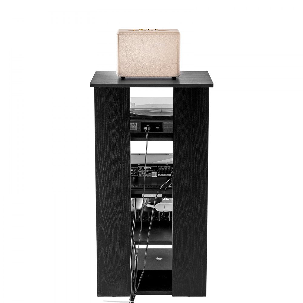 VEVOR 5 Tiers AV Media Stand Height-Adjustable Wooden Audio-Video Media Stand 